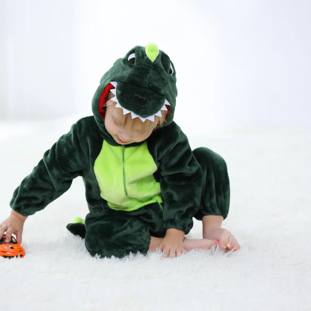 Baby Kigurumi Stitch Dinosaur Cow Cartoon Romper Infant Kids Toddler Clothes Girls Boys Cosplay Pyjamas Costumes For Christmas