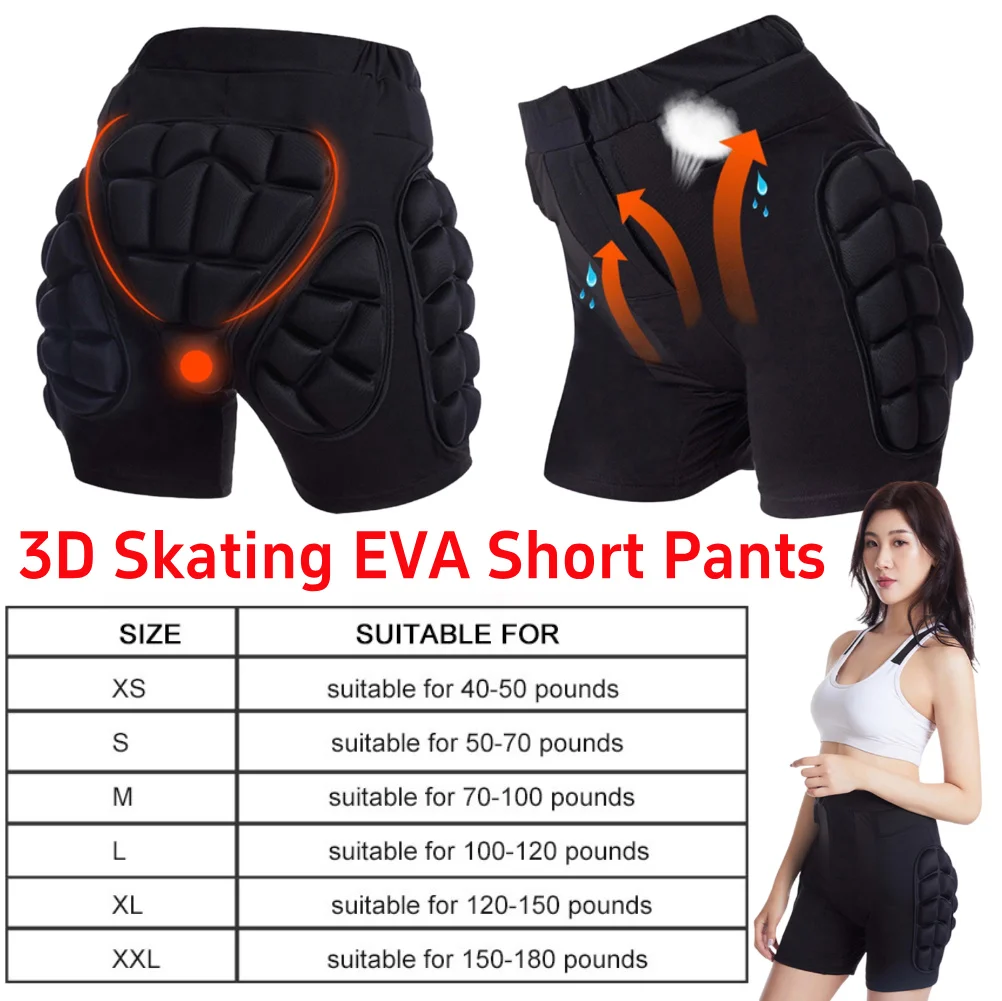 3D Protective Padded Shorts Winter Snowboard Butt Pad Guard Skating Protective Hip Pad Ski Ice Skating Roller Snowboard Gear