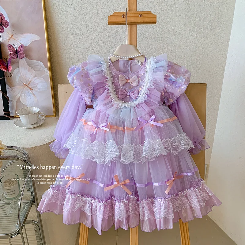 Spring and Autumn New Lolita Sweet Heavy Industry Go for an Outing in Spring High-End Dress 2025Girls'