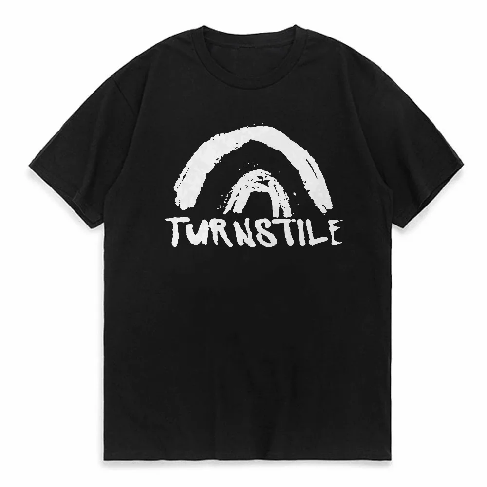 

TURNSTILE DOUBLE RAINBOW Print Graphic short sleeve t-shirts Men Women Round Neck Tops Hip Hop Streetwear Harajuku tees