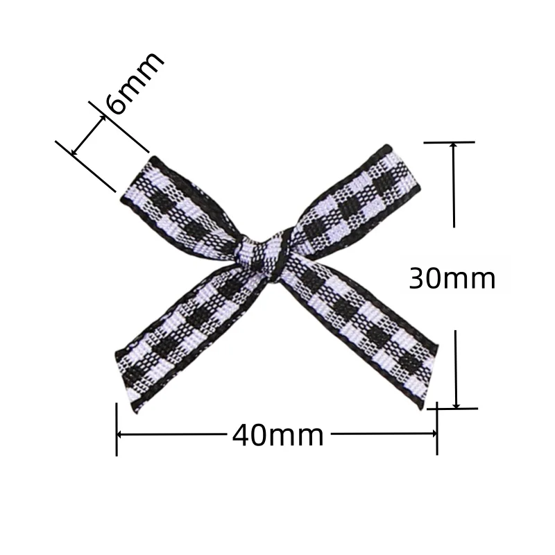 50Pcs/Lot Small Size Plaid Stain Ribbon Bow Checkered Gingham Bow for DIY Crafts Ornament Making Hairpin Handmade Accessories