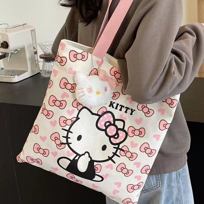 

7 стилей сумок Sanrio: вместительная холщовая сумка, повседневная сумка-портфель, модная сумка через плечо, праздничный подарок для девочки