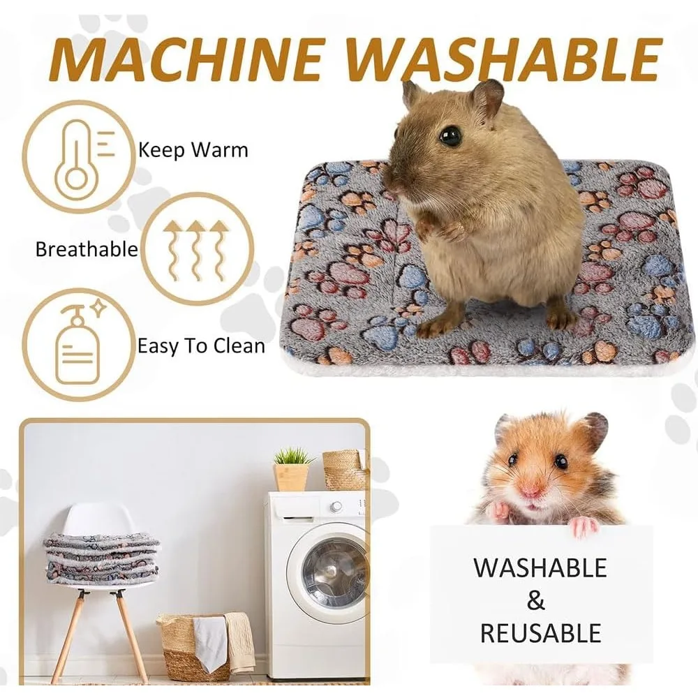 Set van 3 ultrazachte hondenkattenmatten met schattige prints - omkeerbaar fleece - verdikt hamster cavia bed - huisdierbedmat voor