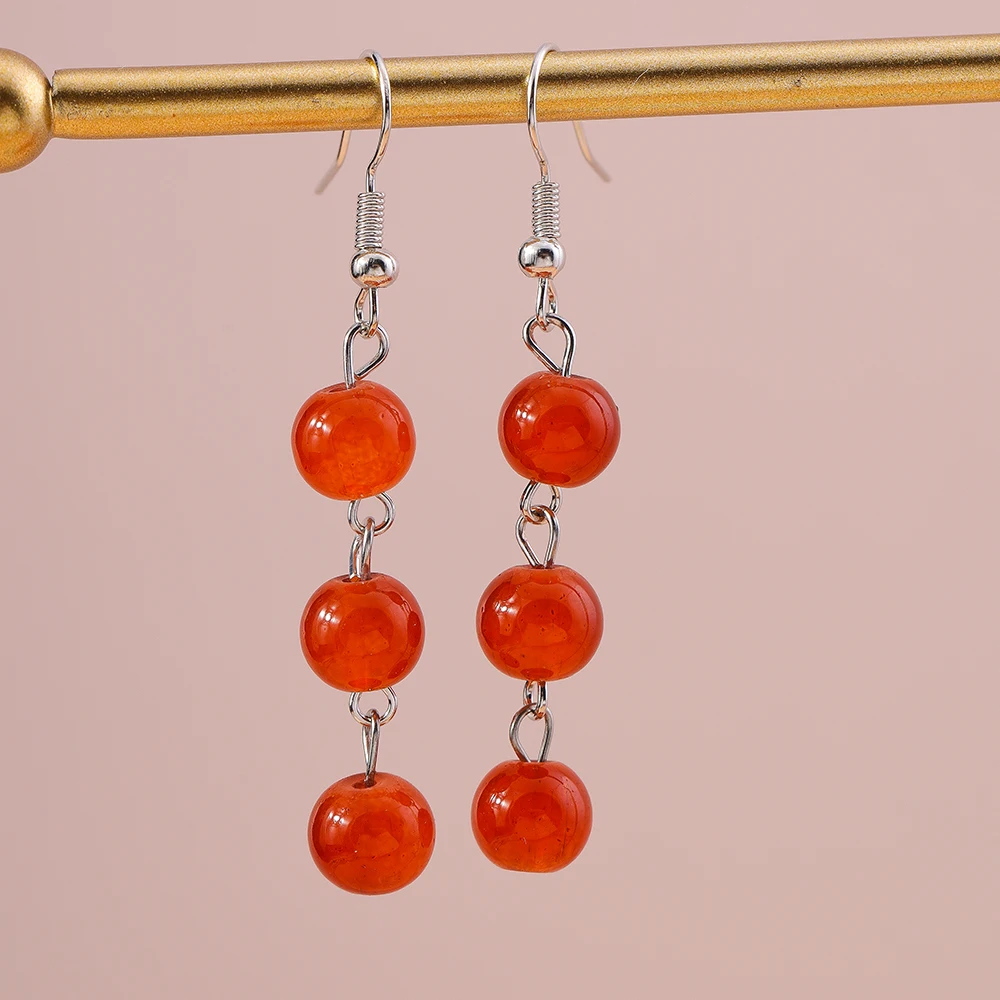 Aihua Geburtsstein Achat Perlen Naturstein Ohrringe Neue Ankunft Lange Perlen Steine Baumeln Ohrringe für Frauen Schmuck Geschenke – Detail 5