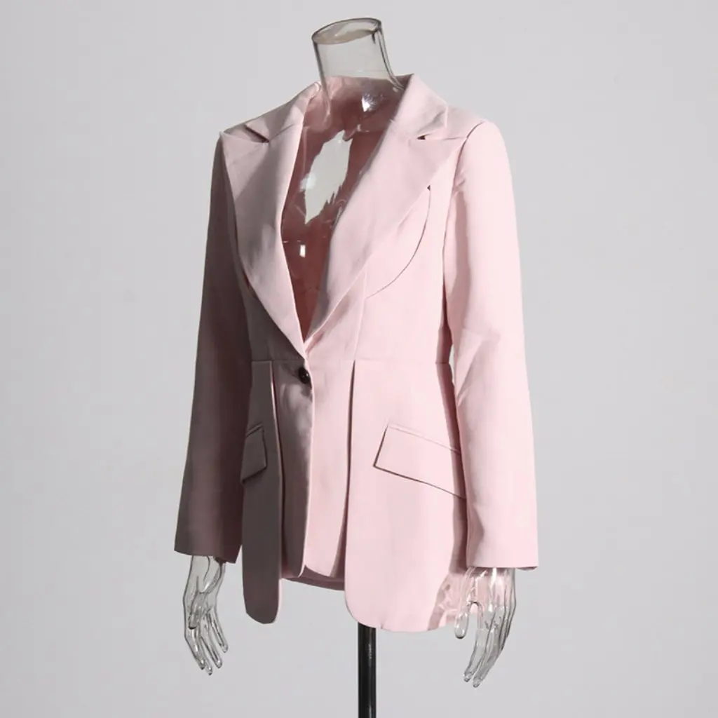 Women's European And American Style Deconstructed Suit Jacket High-End Small Fit Patchwork Cut-Out Waist Autumn New
