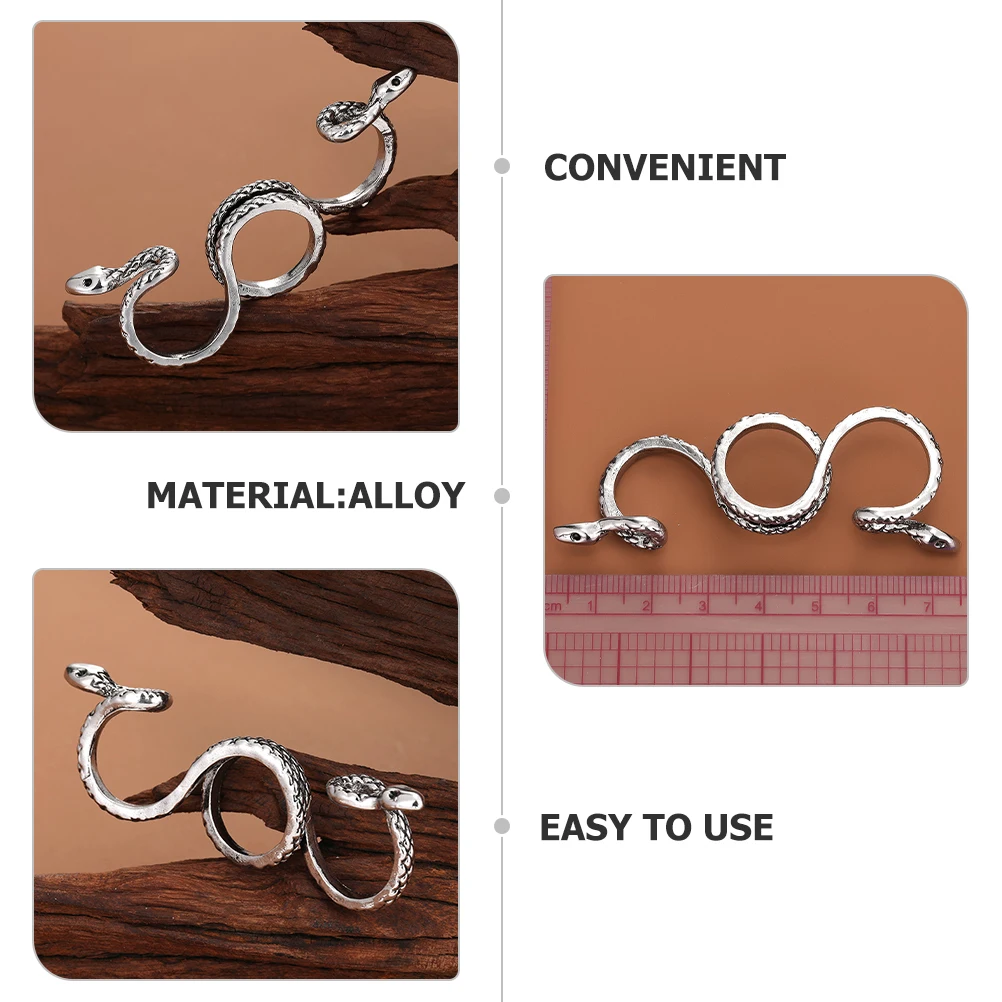 

2Pcs Snake Ring for Men Three Finger Ring Punk Gothic Jewelry Vintage Design Rings for Men Aesthetic Cool Mens Rings Pack