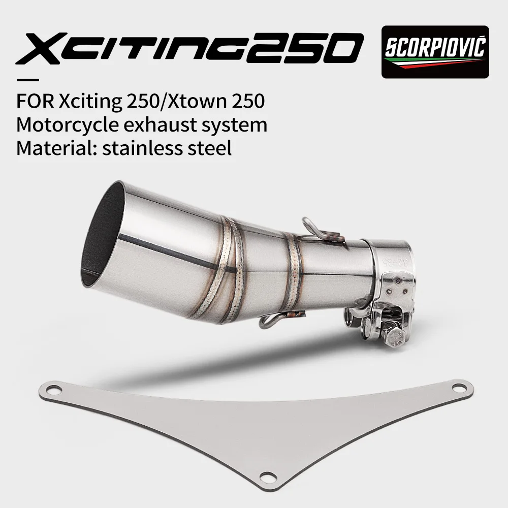 Slip On For Kymco Xciting 250 300 250i 300i Motorcycle Exhaust Escape System Modified Muffler 51mm Middle Link Pipe