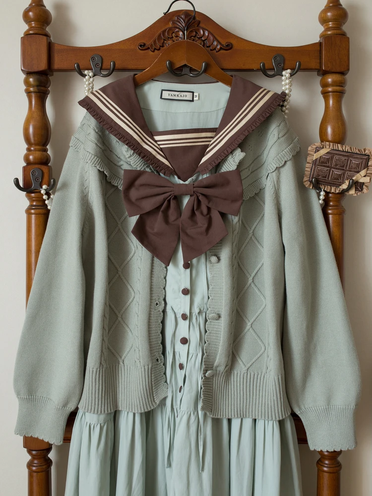 الأصلي لوليتا لينة الفتيات الرجعية سترة متماسكة ربيع الخريف جديد المرأة سليم صالح أنيقة عادية Y2K محبوك كم طويل بلايز