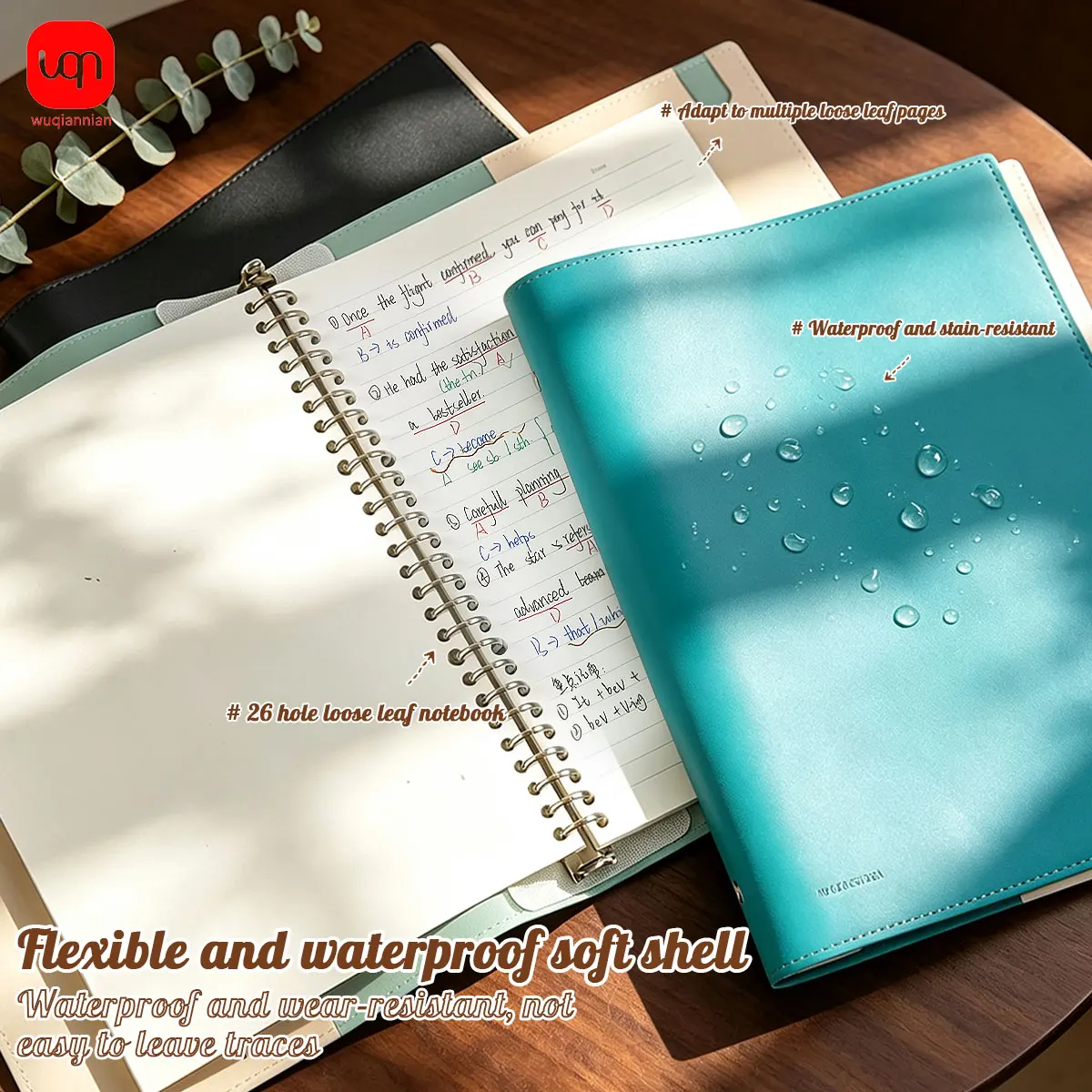 1PC SoftcoverLoose-Leaf Notebook Cover, Simple Business Detachable Planner, Multi-Color Leather Notebook Protective Cover