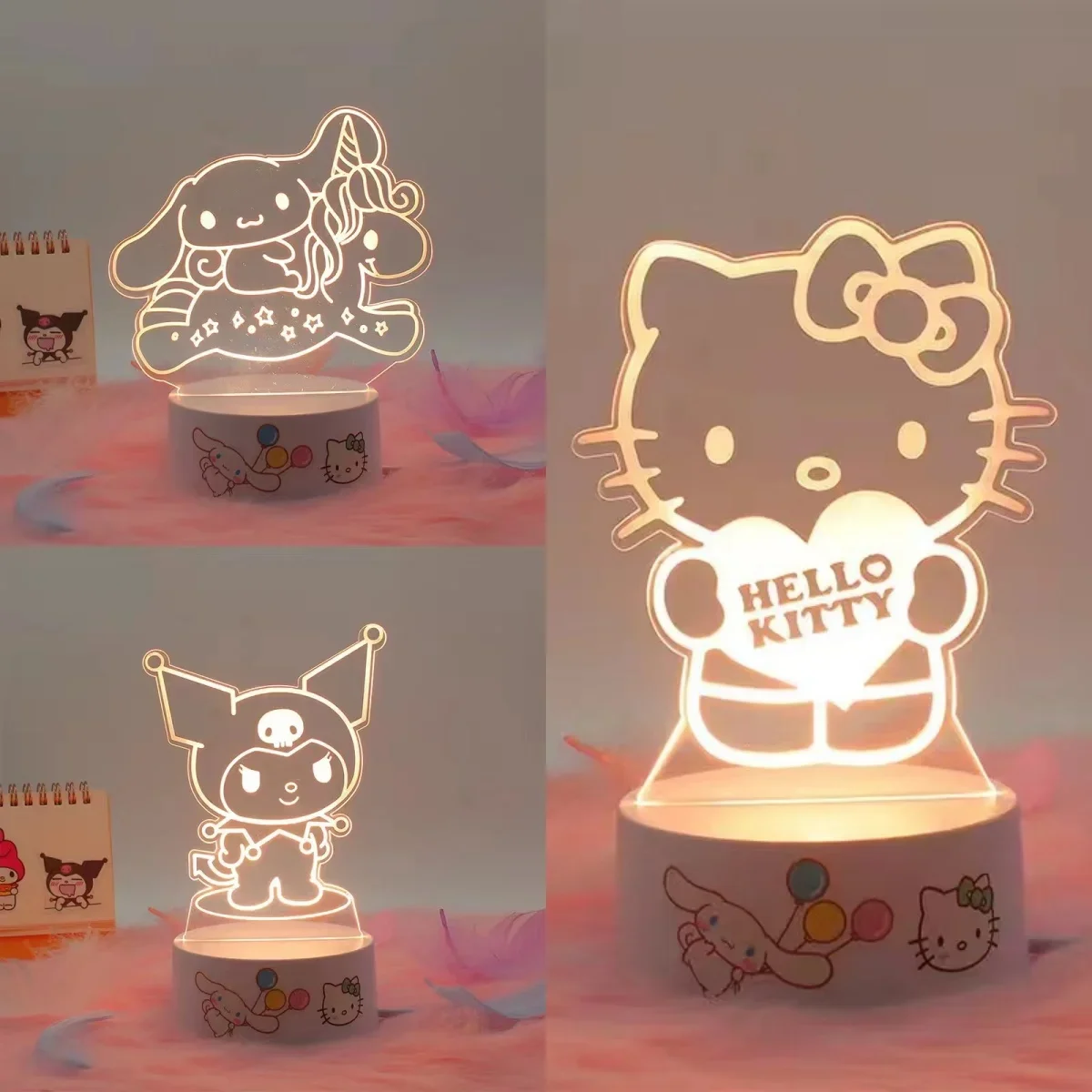 Sanrio Cartoon 3D Lâmpada, Kawali Kuromi Figura, Yugui Dog Figure Brinquedos, LED Table Night Light, Decoração para casa, Presentes de aniversário, Novo