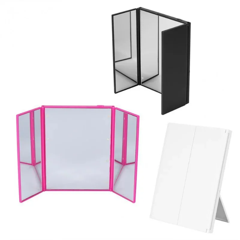 Miroir de maquillage à lumière LED Portable lumières de vanité miroirs de poche de maquillage compacts vanité cosmétique lampe de miroir LED pliante à la main
