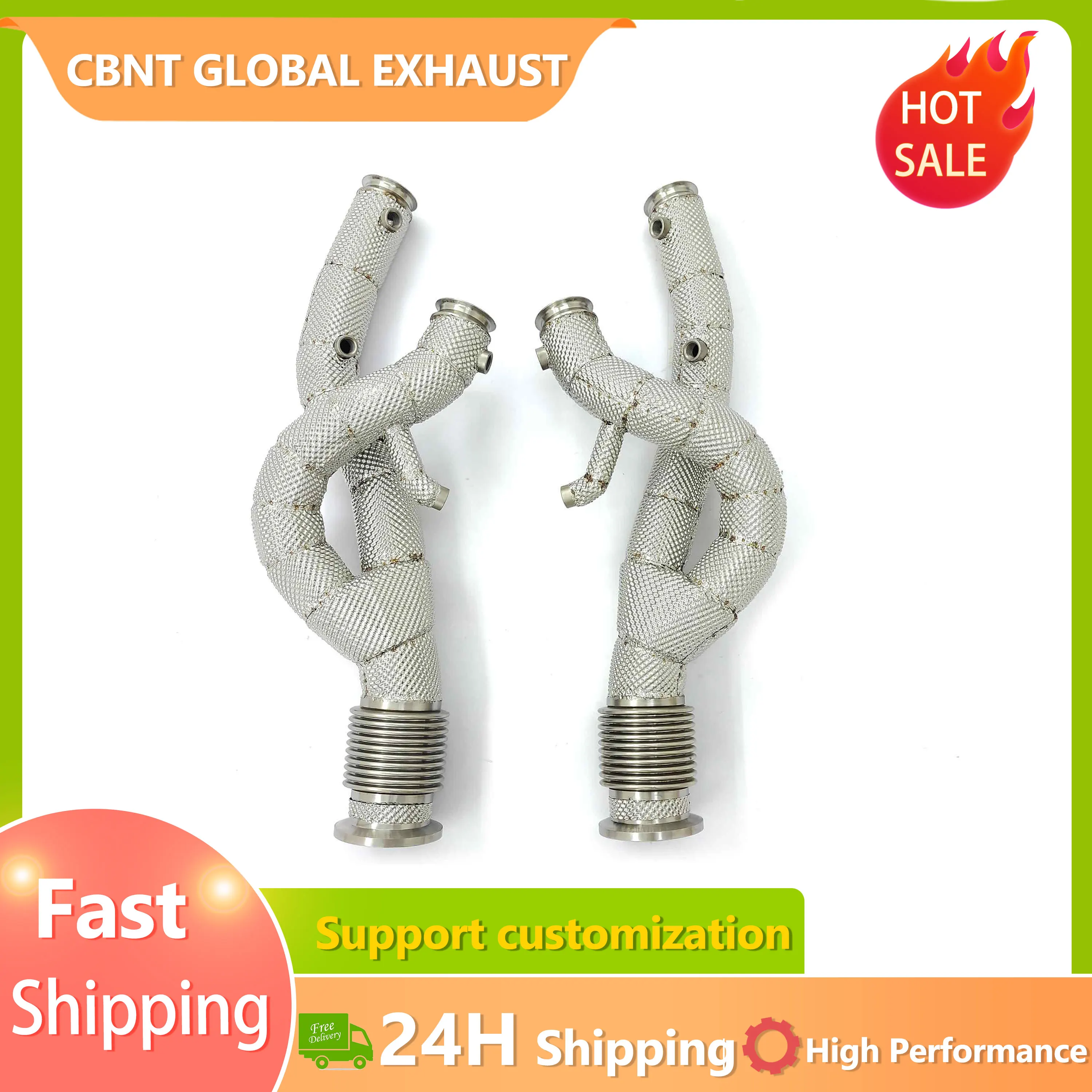 

CBNT Stock Available Racing Downpipe for Lamborghini Revuelto V12 6.2L High Qulity SS304 Exhaust System Headers with Heat Shield