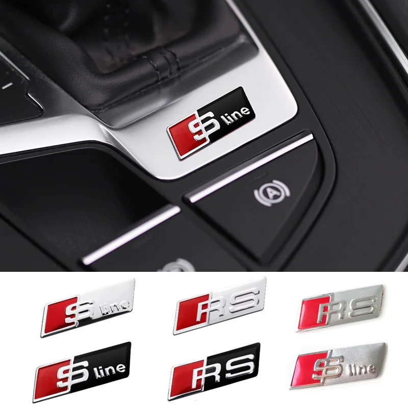 2Pcs line RS Emblem Car Steering Wheel Sticker Auto Accessories For Audi A3 A4 B8 B7 A6 C7 A5 A7 A8 B9 B6 C6 Q2 Q3 Q5 Q7 Q8 S3