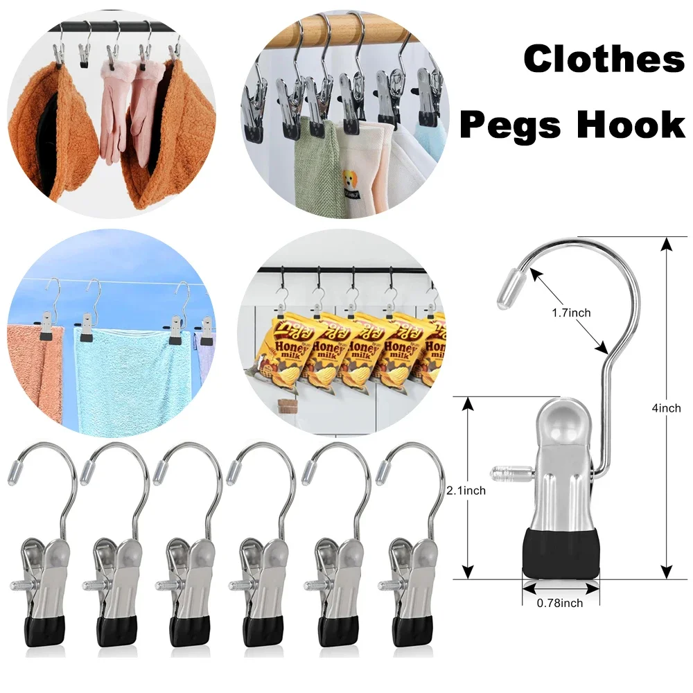 10-100pcs Stainless Steel Clothespins Laundry Clothes Pegs Hook Portable Hanging Clothes Clip Wardrobe Clothes Organizer Hanger