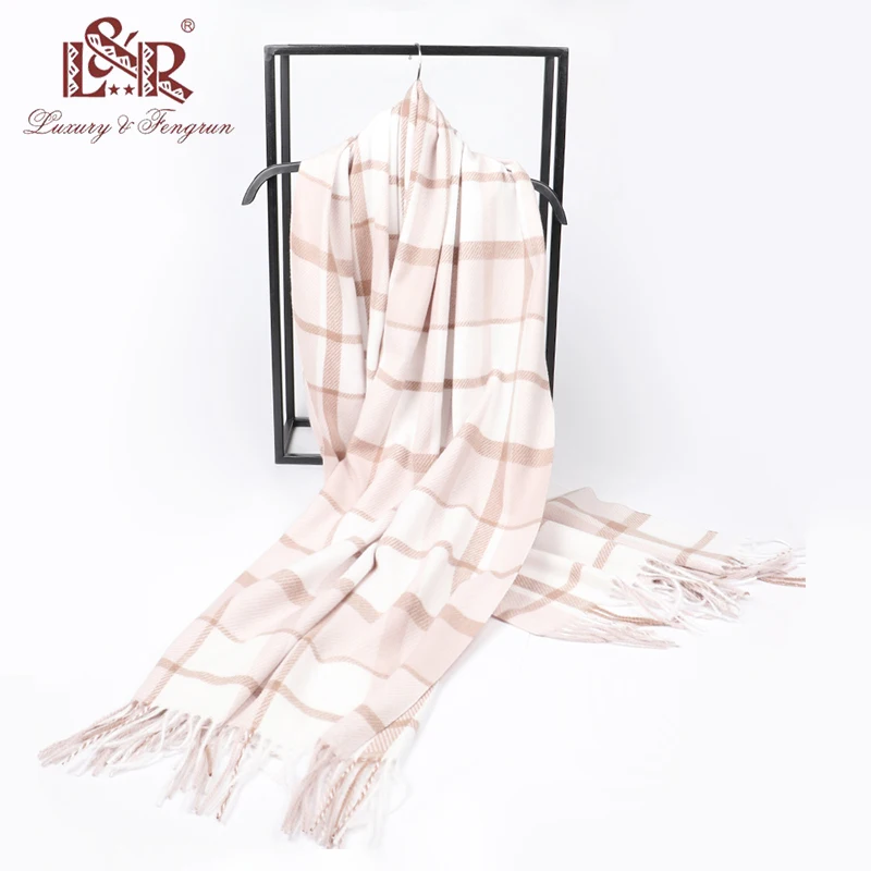 2022 Women Cashmere Winter Scarf For Women Plaid Blanket Wool Scarfs Cashmere Women Foulard Femme Shawls Wraps