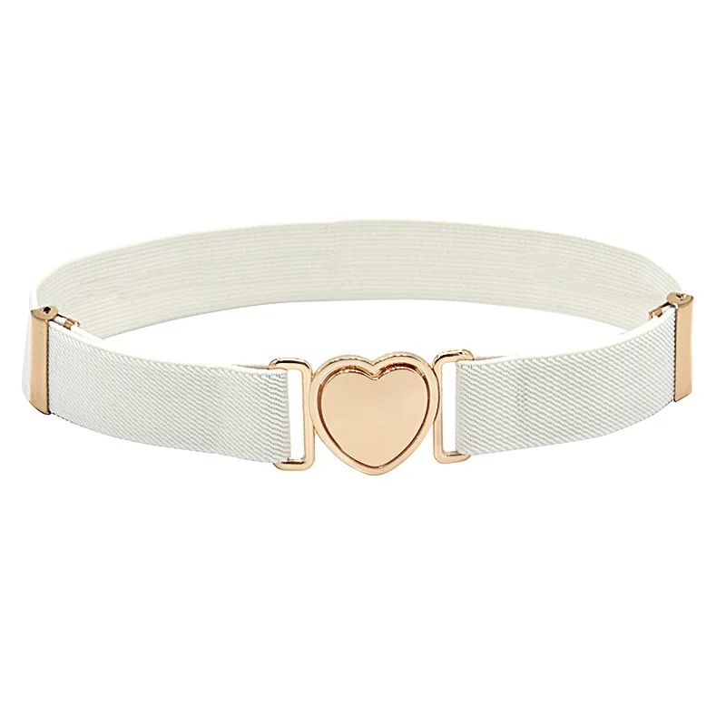 55cm Heart Buckle Elastic Belt Candy Color No Buckle Stretch Belt Adjustable Invisible Belts For Girls Decorative skirt