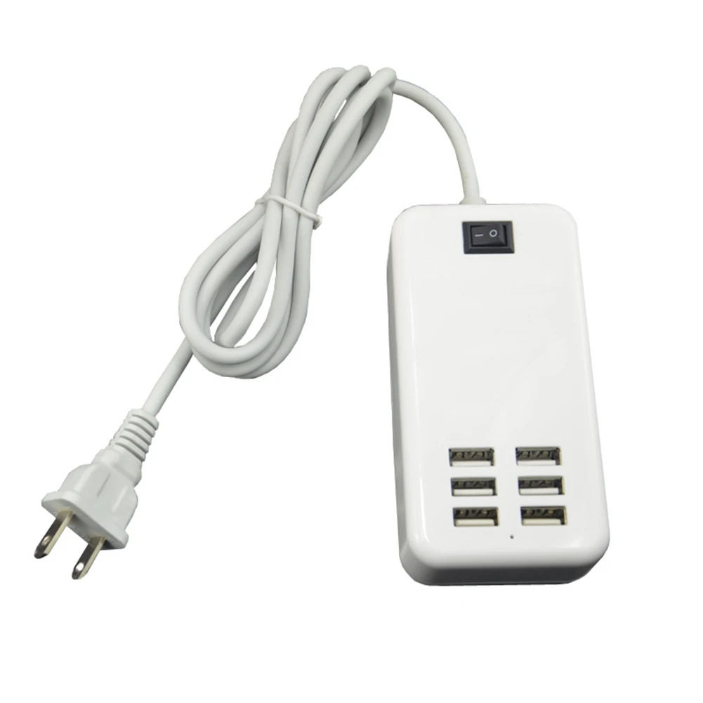 6 USB Ports Phone Charger HUB 10W 2A Desktop Wall Socket Charging Extension Socket for Power Adapter for iPhone US Plug