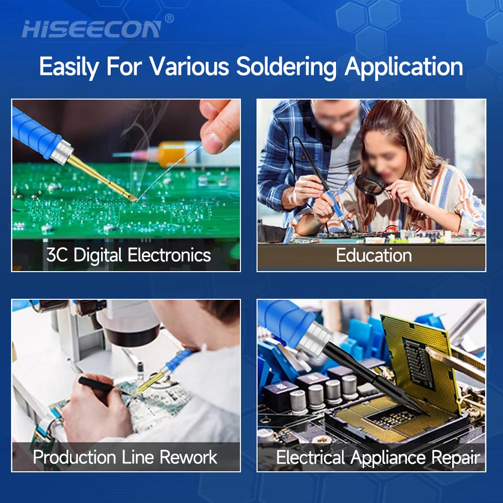 سلسلة نصائح لحام حديد HISEECON C210 متوافقة مع JBC AIXUN GVM YIHUA SUNSHINE للحام الإلكتروني للوحات الأم