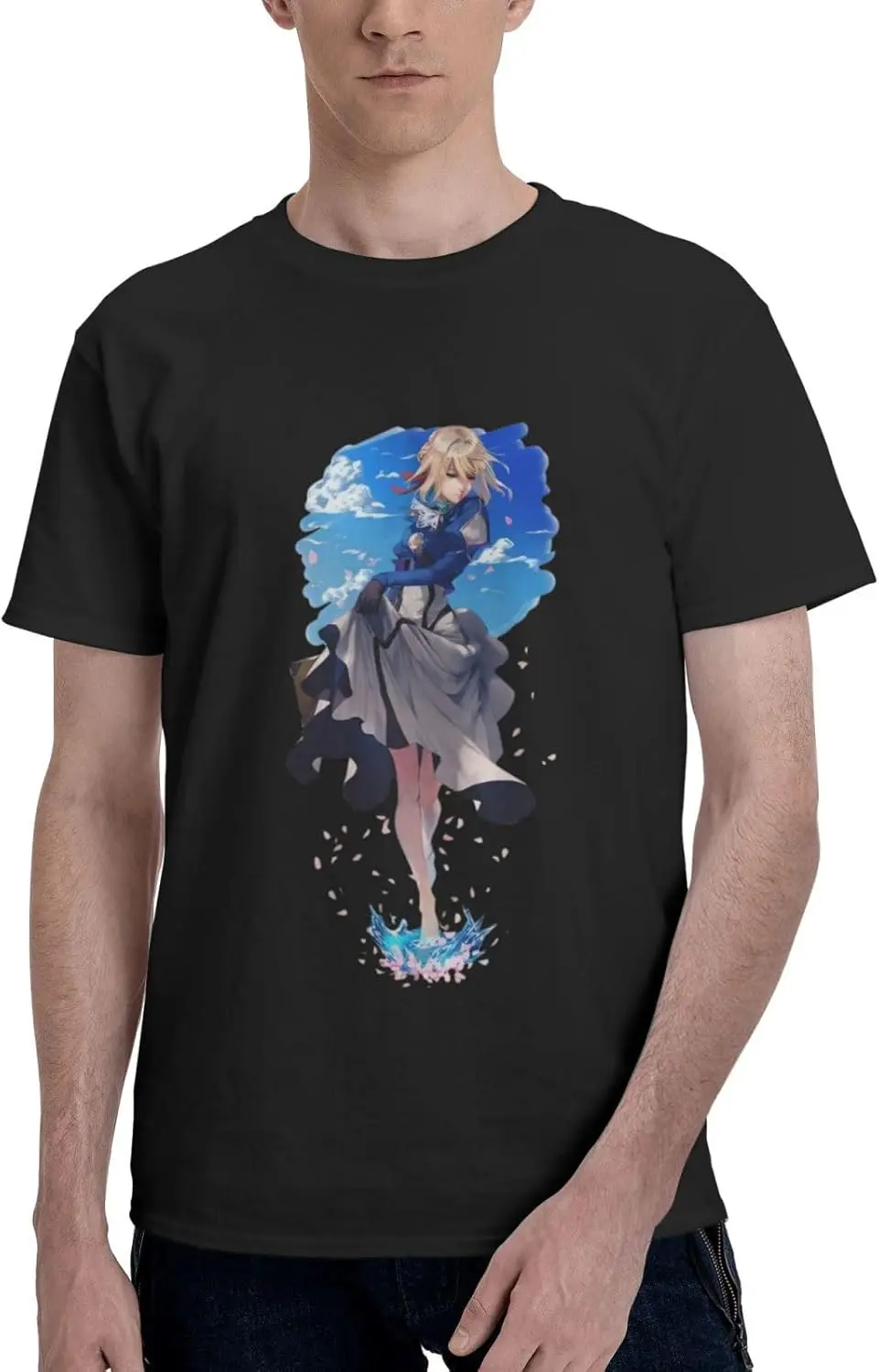 Anime Violet Evergarden T Shirt Man's Summer Cotton Crew Neck Fashion Tee Cool Casual Tops