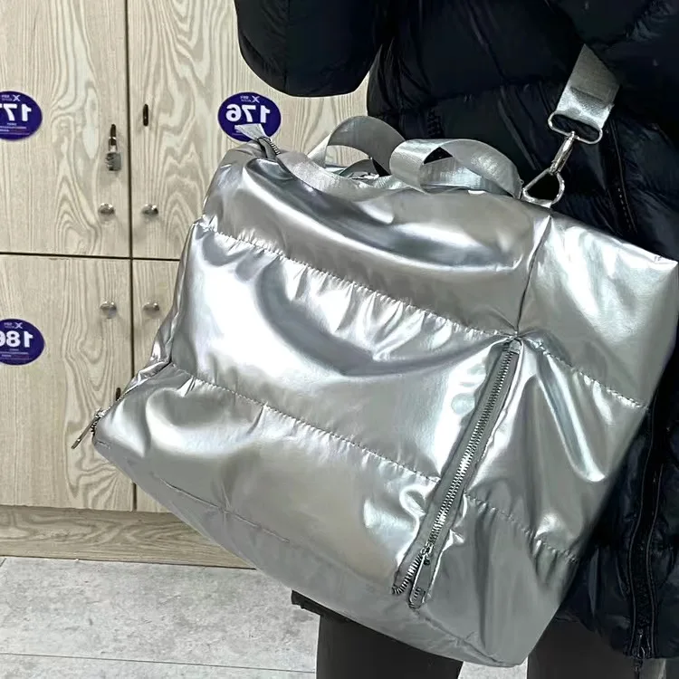 JIAERDI Silver Vintage Y2k Bags Women 2023 High Street Large Capacity Luxury Designer Handbag Ladies Casual Solid Messenger Bags