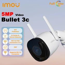 IMOU Bullet 3C 5MP 3.6MM IP Camera Outdoor WIFI Vehicle Detection IP67 Night Vision Security Protection Smart Cameras