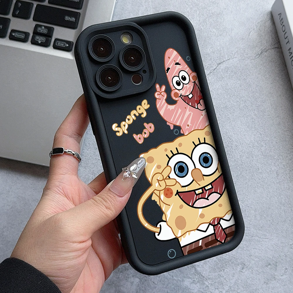 S-SquarePants SpongeBobs Phone Case for Xiaomi Redmi Note 13 12 12S 11 11S 10 9 8 Pro Plus A3 13C 12C 10C 9C 4G 5G Ladder Cover