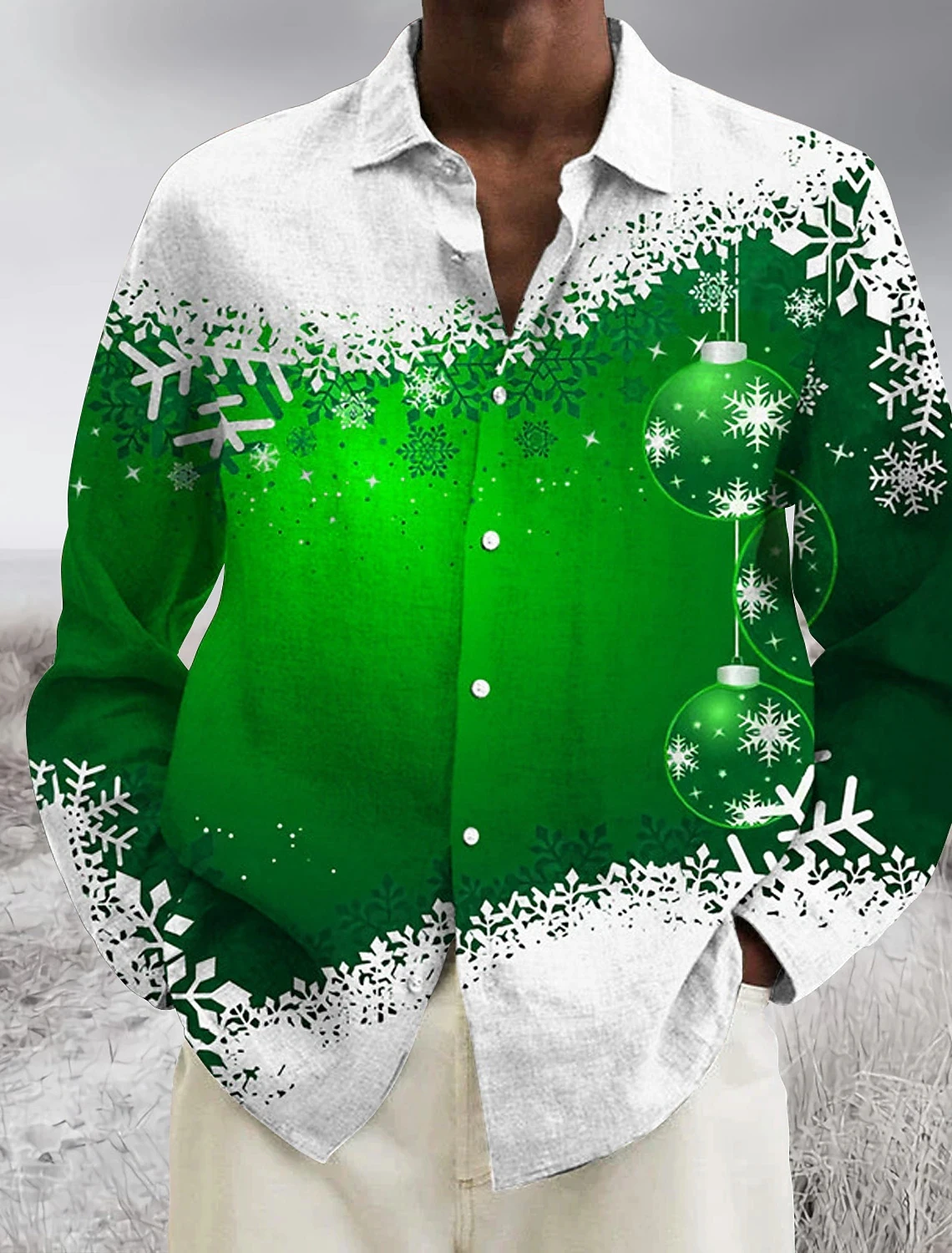Men's Red Snowflake Print Lapel Cardigan Long Sleeved Shirt plus Size Designer Social Christmas Family Party Wear Fast Shipping