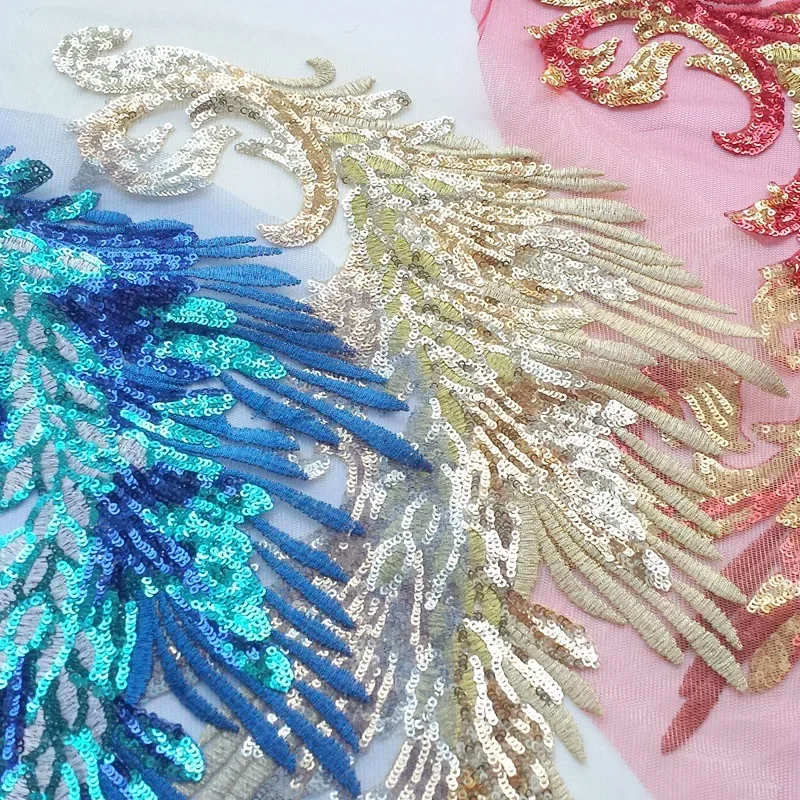 スパンコールとタッセルのフラワーレースのパッチ,刺繍されたアップリケ,襟の縫い付け,結婚式のドレスの装飾,DIY