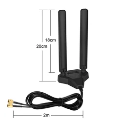 Smile bat 6dbi touristes bande 6GHz 5GHz 2.4GHz 6E Leicrer and jeu magnétique base antenne WiFi 6.5ft RP-SMA mâle pour Wukong jeu PC