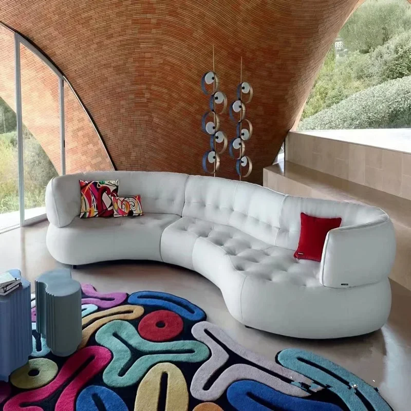 Fabric soft bag sofa, Italian-style large flat-floor villa Klein blue arc design