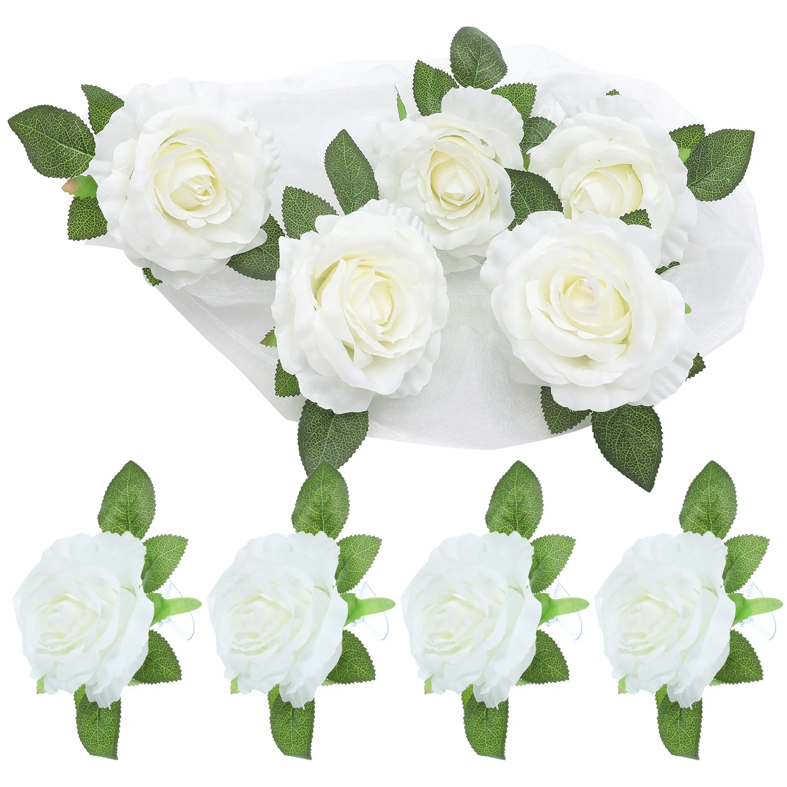 

1 Set Fake Rose Artificial Flower Wedding Car Decoration High Simulation Lightweight Easy Install For Car Front Decor Multiple