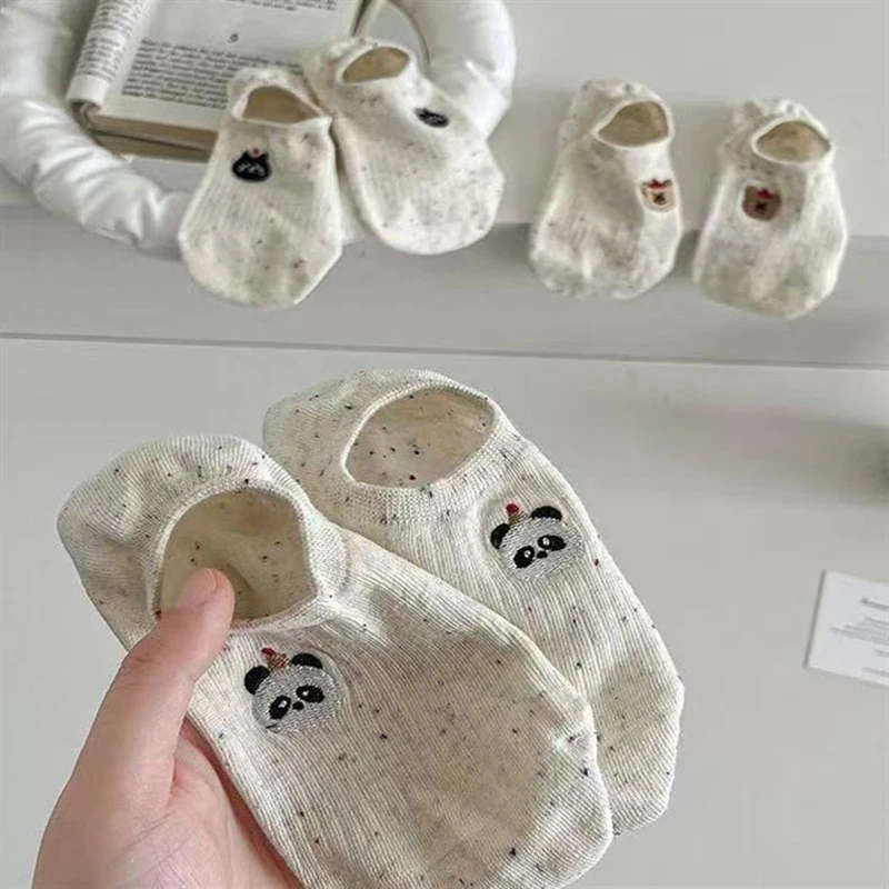 1/5 Paar kurze Damensocken mit Cartoon-Tier-Hundemotiv für Frühling und Sommer, atmungsaktive und bequeme, unsichtbare Freizeitsocken – Detail 6