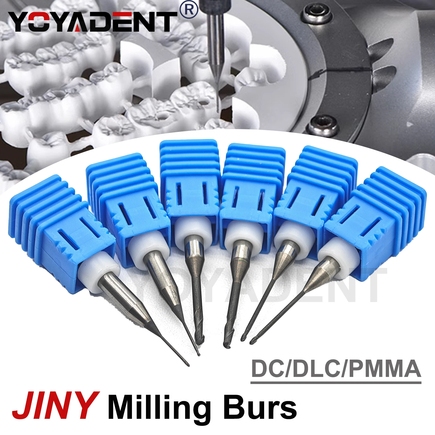 

Dental Zirconia Milling Burs For Cutting Zirconia PMMA Disc Dentistry Milling Machine JINY D4/D3.175 Diamond Coated Shank