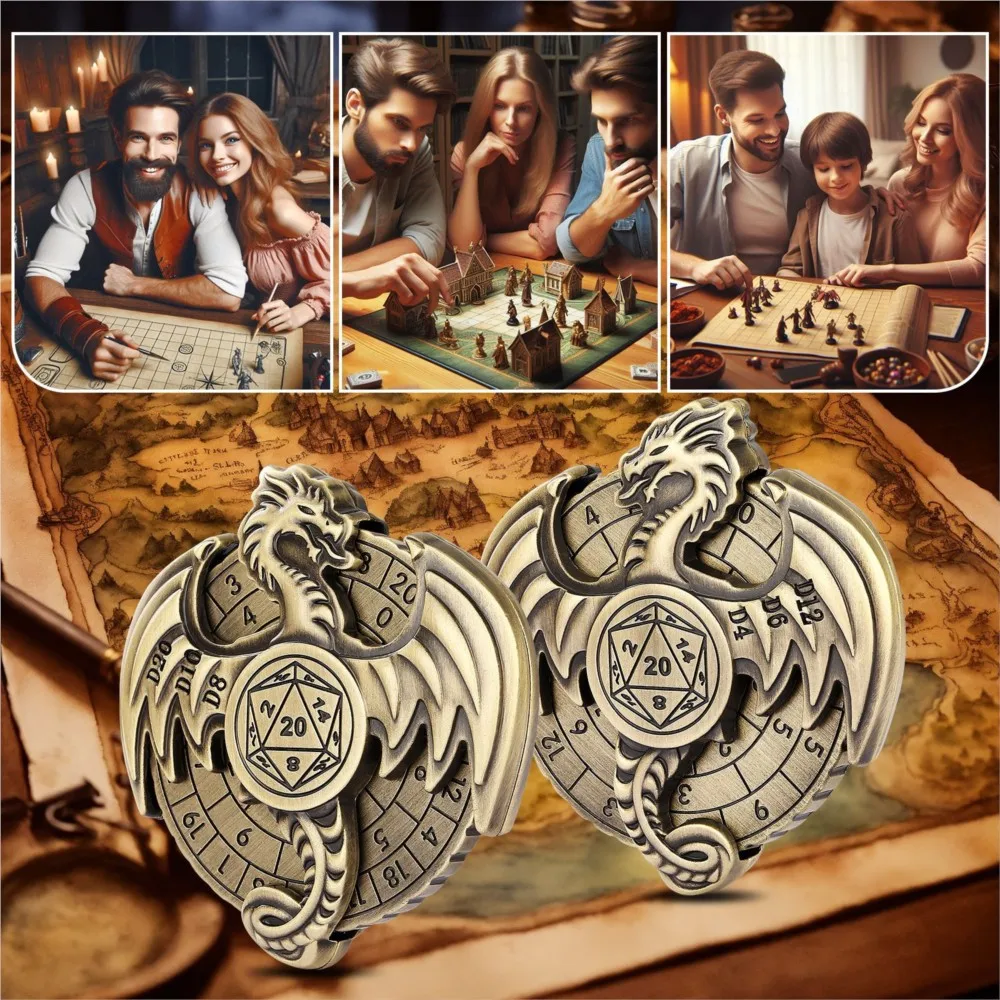 7-in-1 DND Flying Dragon Metal Dice Spiner، مناسب لمشغلات الألعاب والزنزانات والتنينات #3