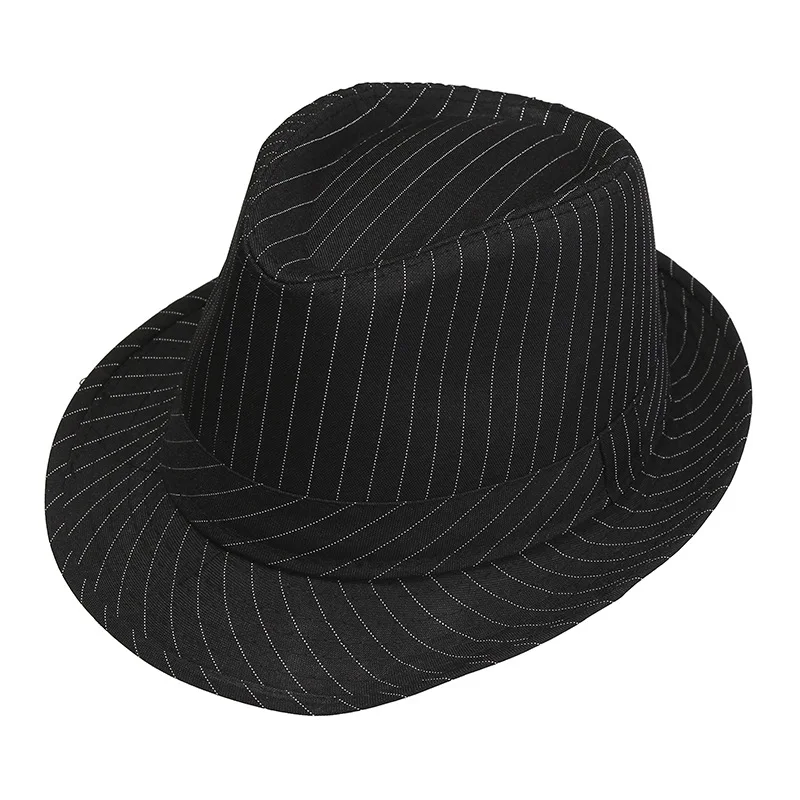 Korean Casual Hat  British Retro Top Hat Striped Jazz Hat Stage Summer Hats for Women