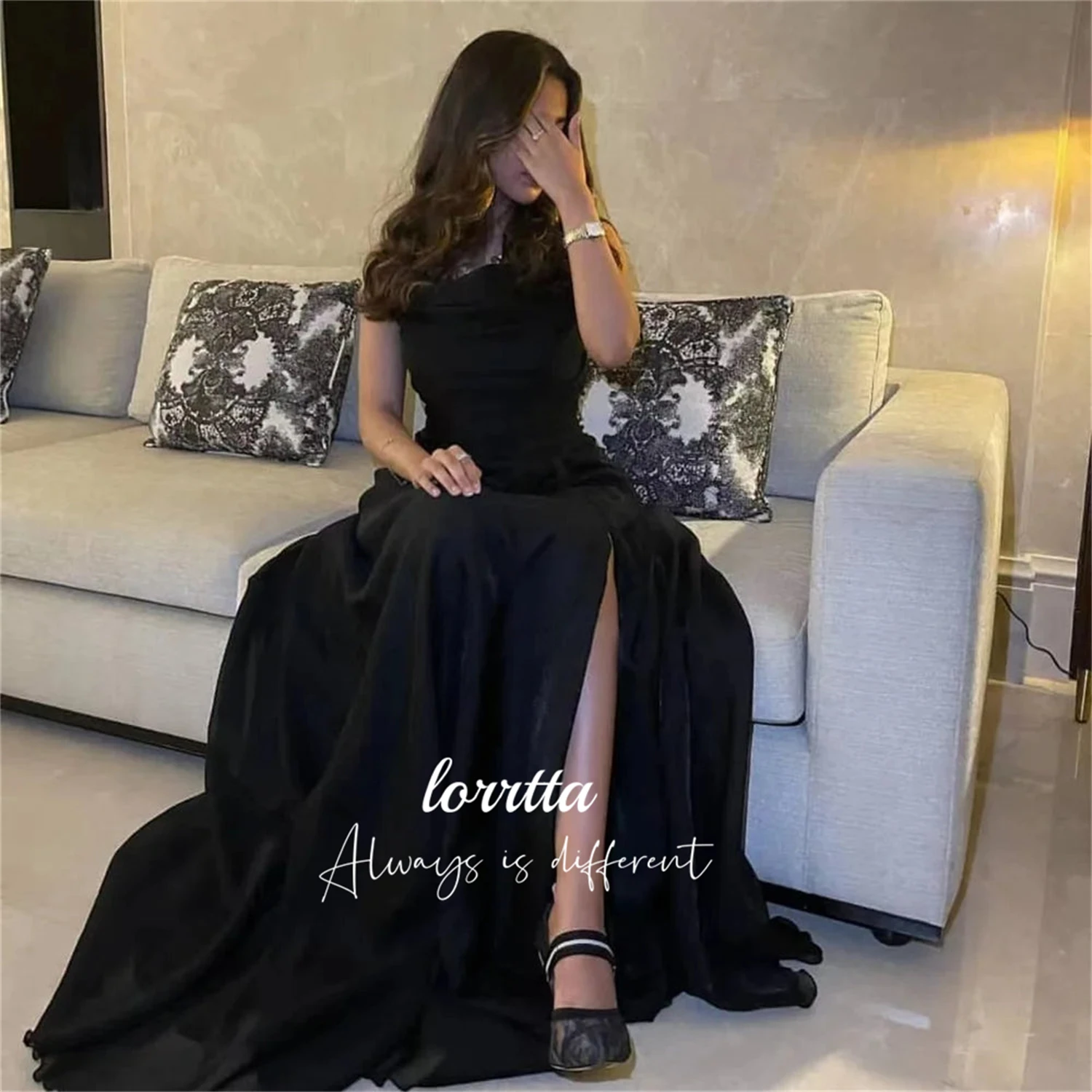 

Lorrtta Glitter Yarn Evening Dress Black Elegant Party Dresses 2024 for Wedding Robe De Soiree Femmes Woman Prom Graduation Long