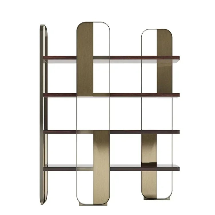 

Customized Villa Model House Light Luxury Modern Multi-Layer Storage Study Stainless Steel Designer Model Floor Display Stand