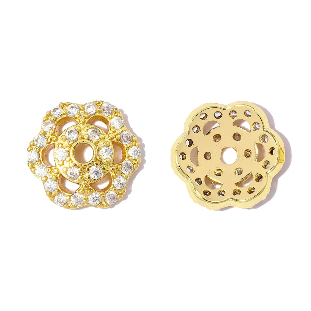 5pcs/Lot Round Copper Zircon DIY Spacer Bead Charms Wholesale Women Wheel Pendant Bail Necklace Bracelet Jewelry Making