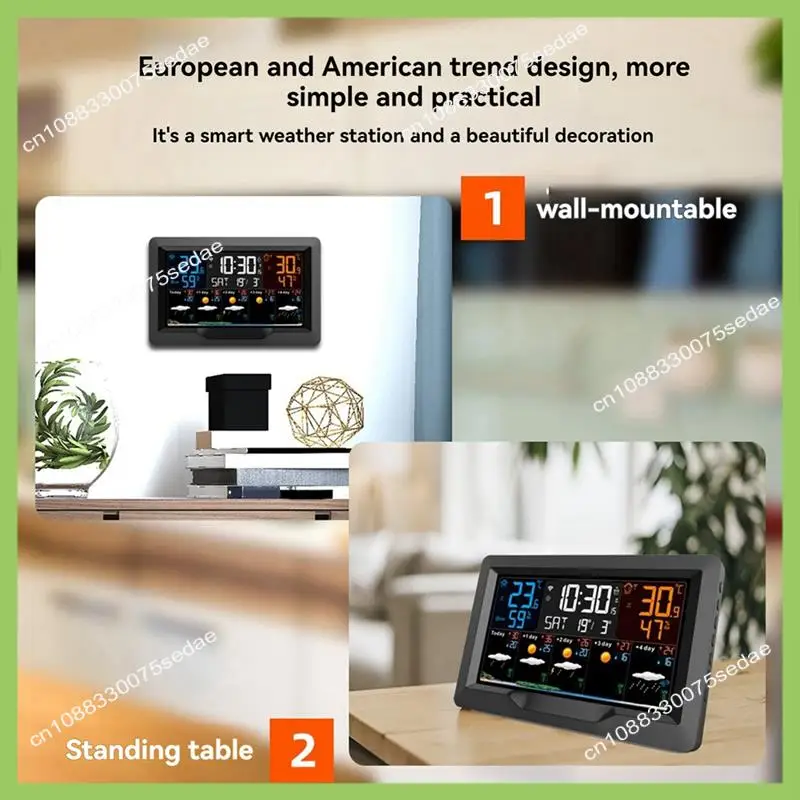 

Y19A Tuya WIFI умная метеостанция измеритель температуры и влажности прогноз погоды Крытый и открытый погодный будильник с вилкой европейского стандарта