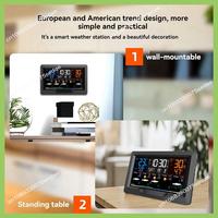 Y19A Tuya WIFI Smart Weather Station Temperature Humidity Meter Weather Forecast Indoor Outdoor Weather Alarm Clock EU Plug