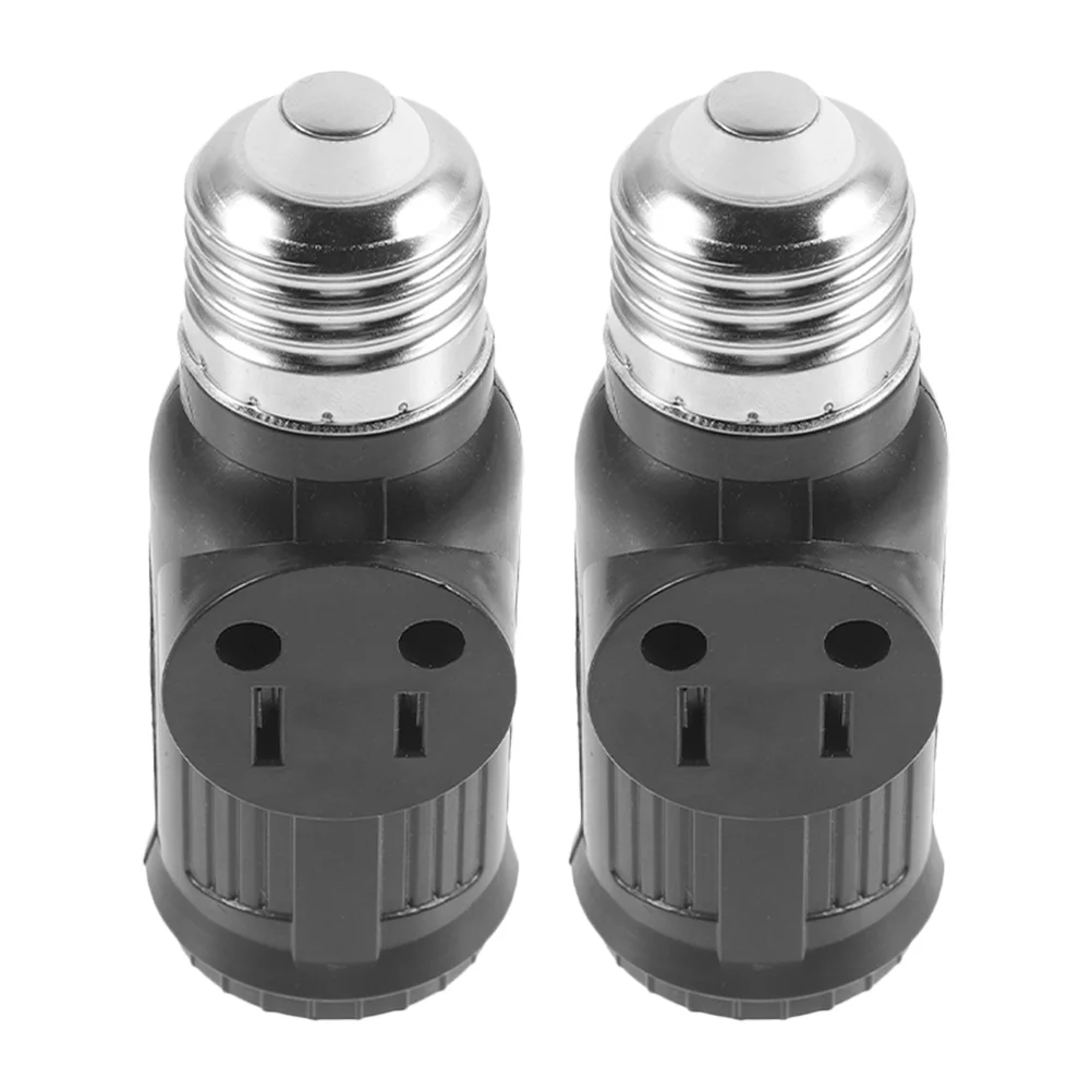 

2 Pcs Lamp Adapter Lighting Accessory Bulb Socket to Outlet Splitter E26 Switch Plug Iron Plastic