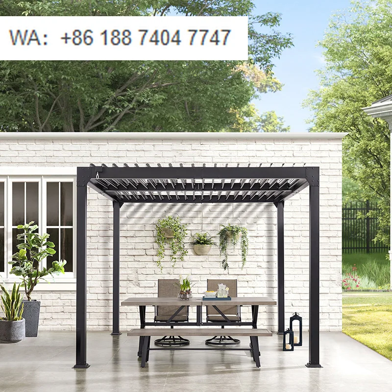 

Free Standing Heavy-Duty Aluminum Motorized Pergola Retractable Louvered Roof Easy Installation Powder Coated Modern Luxury LED