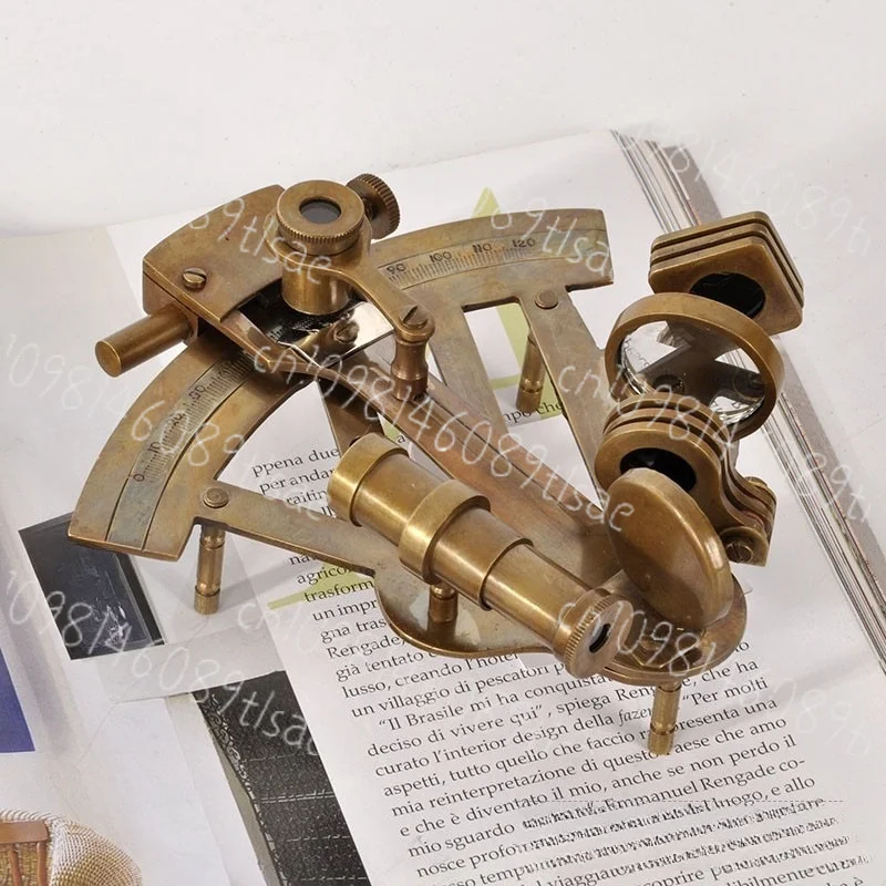 Indian Imported Pure Copper Vintage Nostalgic European Western Antique Ornament Sextant Model Nautical Photography Prop GRY