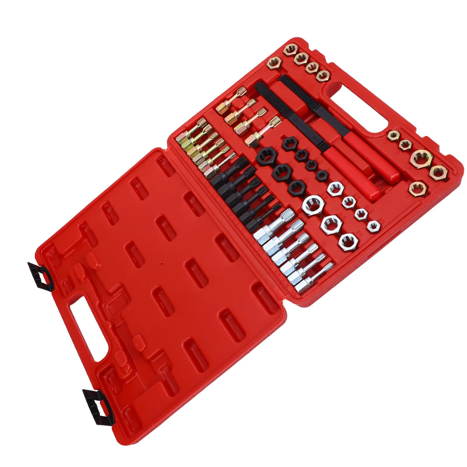 مجموعة أدوات المطارد المكونة من 48 قطعة بمقاسات متري وSAE 22 صنبورًا 24 قوالبًا وملفات خيط ومجموعة أدوات إعادة الخيوط