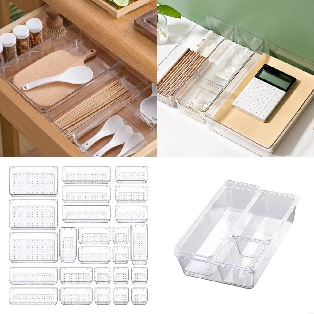 

LXAA Clear Drawer Organiser Tray Bathroom and Vanity Organiser Drawer Storage Bins