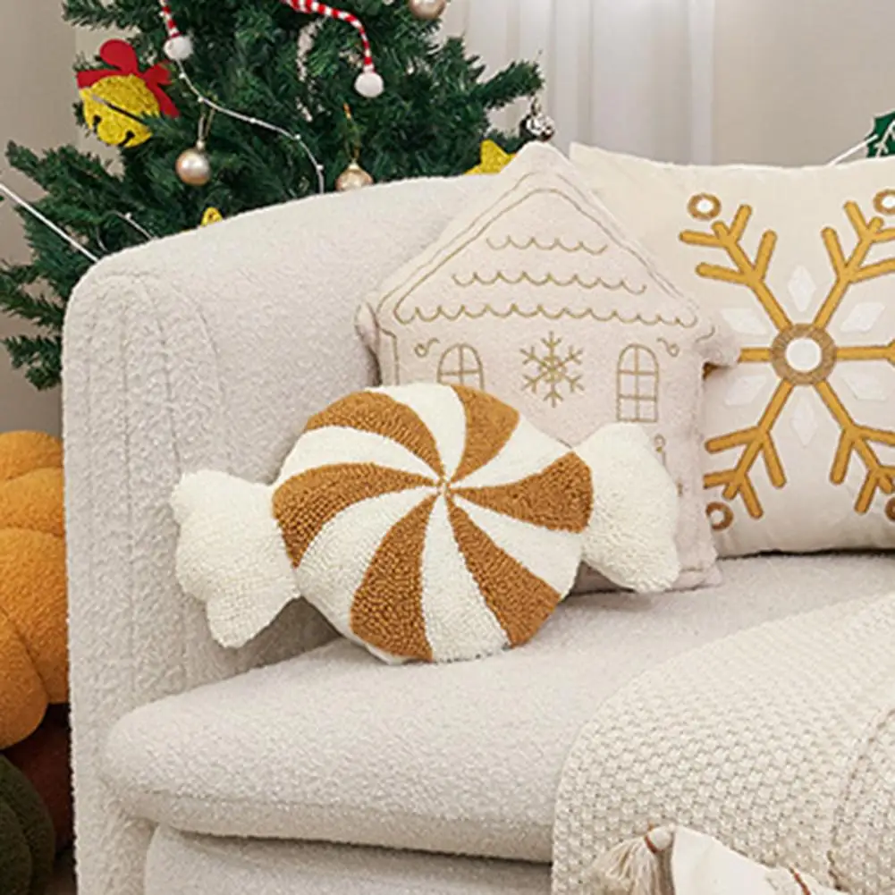 Christmas Throw Pillow Festive Christmas Pillow Set with Candy Cane House Shape for Car Couch Bed Decoration for New Year Party