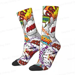 Pop Art Graffiti Comic Book Fun Shout Outs Men Women Happy Socks Outdoor Novelty Spring Summer Autumn Winter Stockings Gift