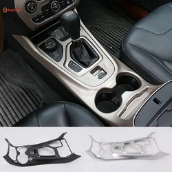 ABS Chrome carbonfiber For  Jeep Cherokee KL 2014 2015 2016 2017 2018 Car gear shift knob frame panel Cover Trim