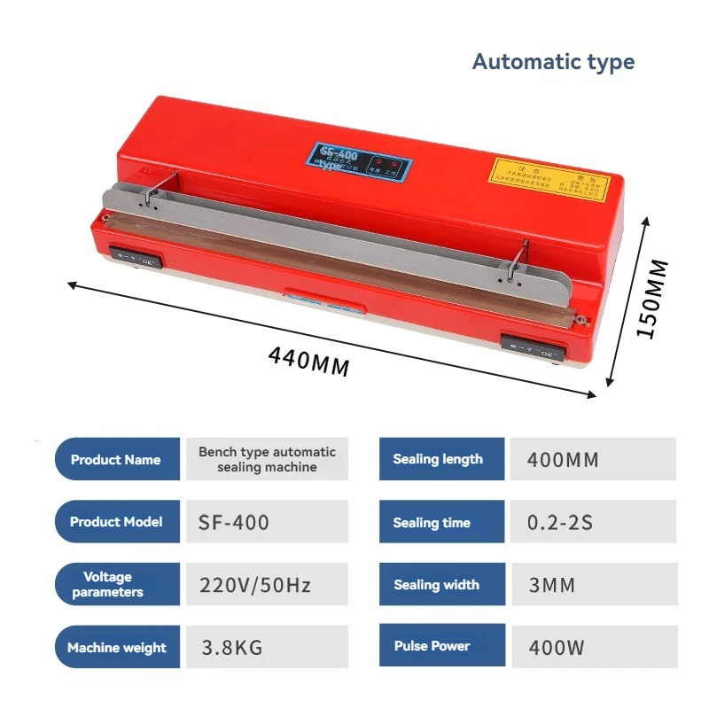 

Desktop Automatic Sealing Machine Commercial Household Fast Sealing Machine Tea Packaging Hot Press Plastic Sealing Machine