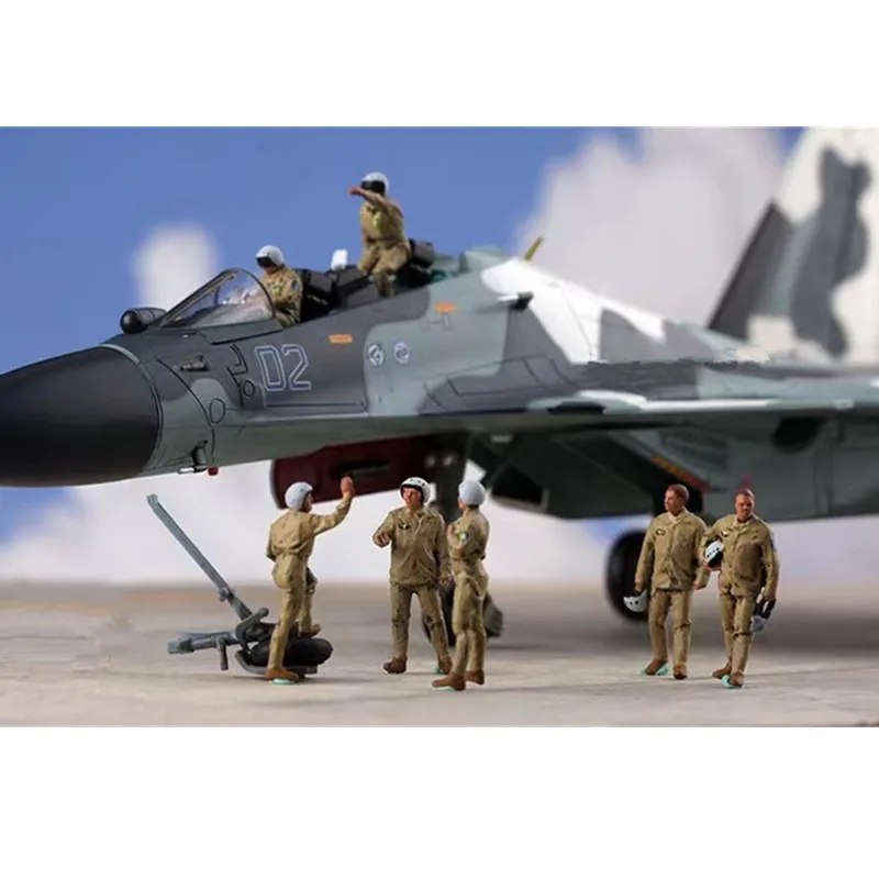 1/72 Scale Russian Air Force Pilot Ground Service Group 7pcs Soldiers Action Figures Model DIY Scene Accessory Dolls Collection